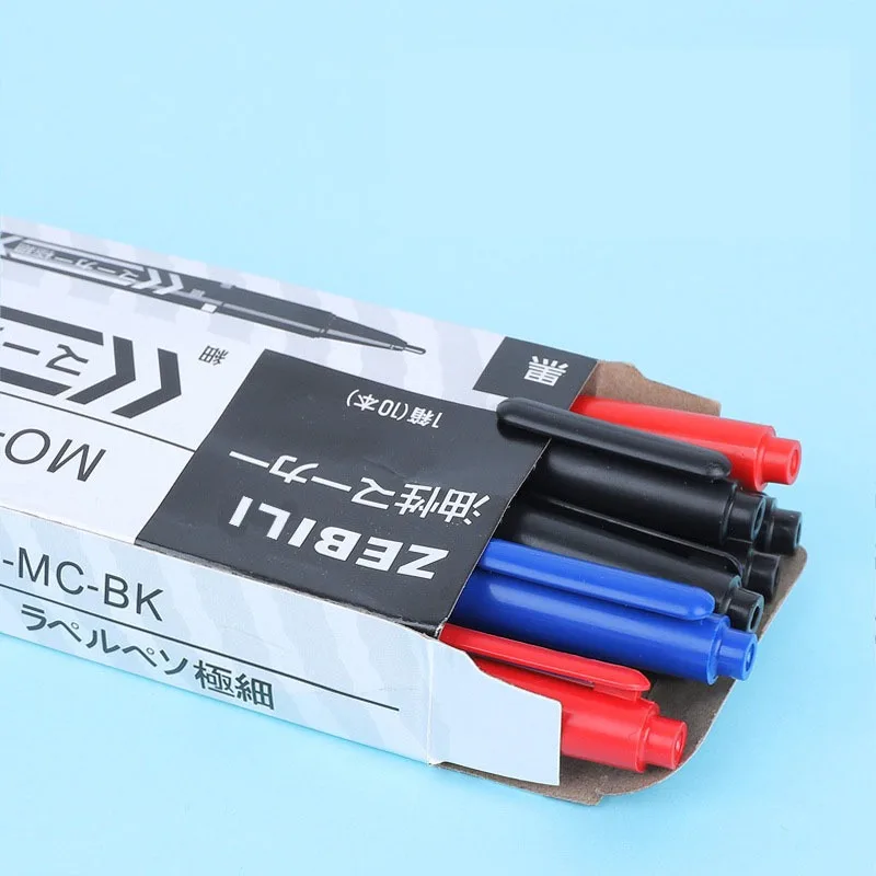 6/12Pcs Twin Tip Permanent Marker Black/Blue/Red Oil Marker Pen Fine Nid Marker Ink Stationery School & Office Supplies image 6
