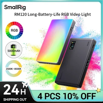 SmallRig-RM120 초장 배터리 수명 RGB 비디오 라이트, 휴대용 올인원 디자인 초박형 RGB 라이트 2500K ~ 8500K 3808