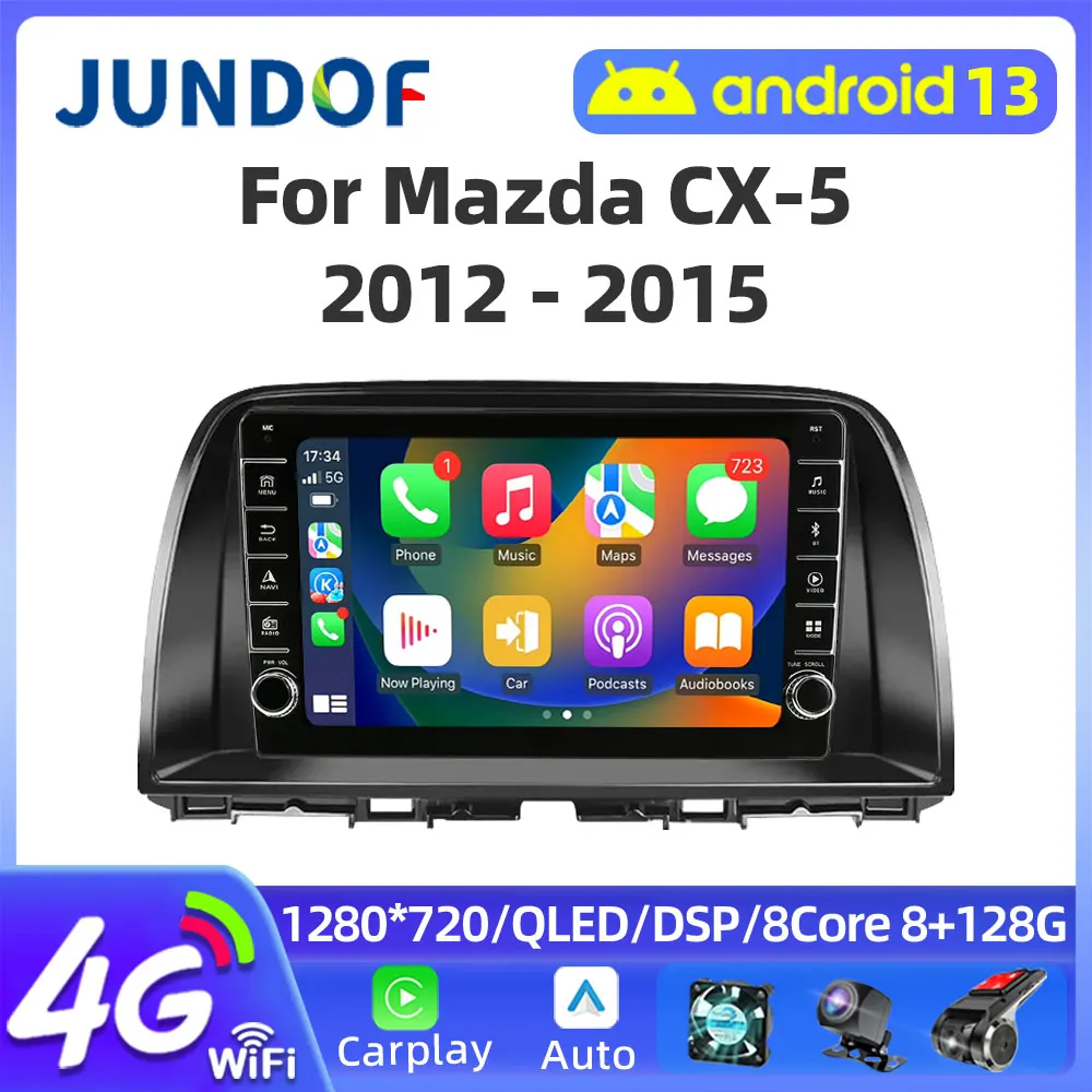 

Jundof 2Din 9" Car Radio Multimedia Video Player For Mazda CX-5 CX5 CX 5 2012-2015 Navigation GPS Carplay 4G Wifi DSP Android 11