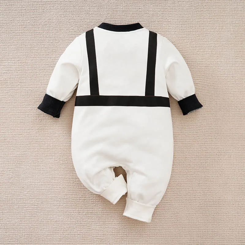 Newborn Baby Boy Long sleeves clothing 0-18 Months one-piece White cotton fashion for Astronaut Print Infant Casual Jumpsuit