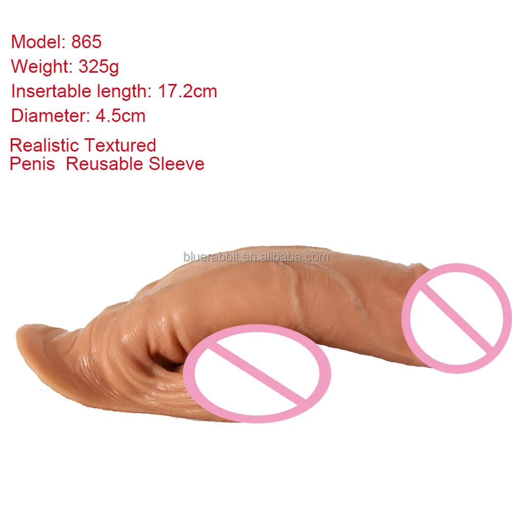 GF Ftm Packers Wholesale 2 in 1 Ultra Soft Silicone Hollow Penis Sleeve with Big Scrotum Prosthetic Stroker