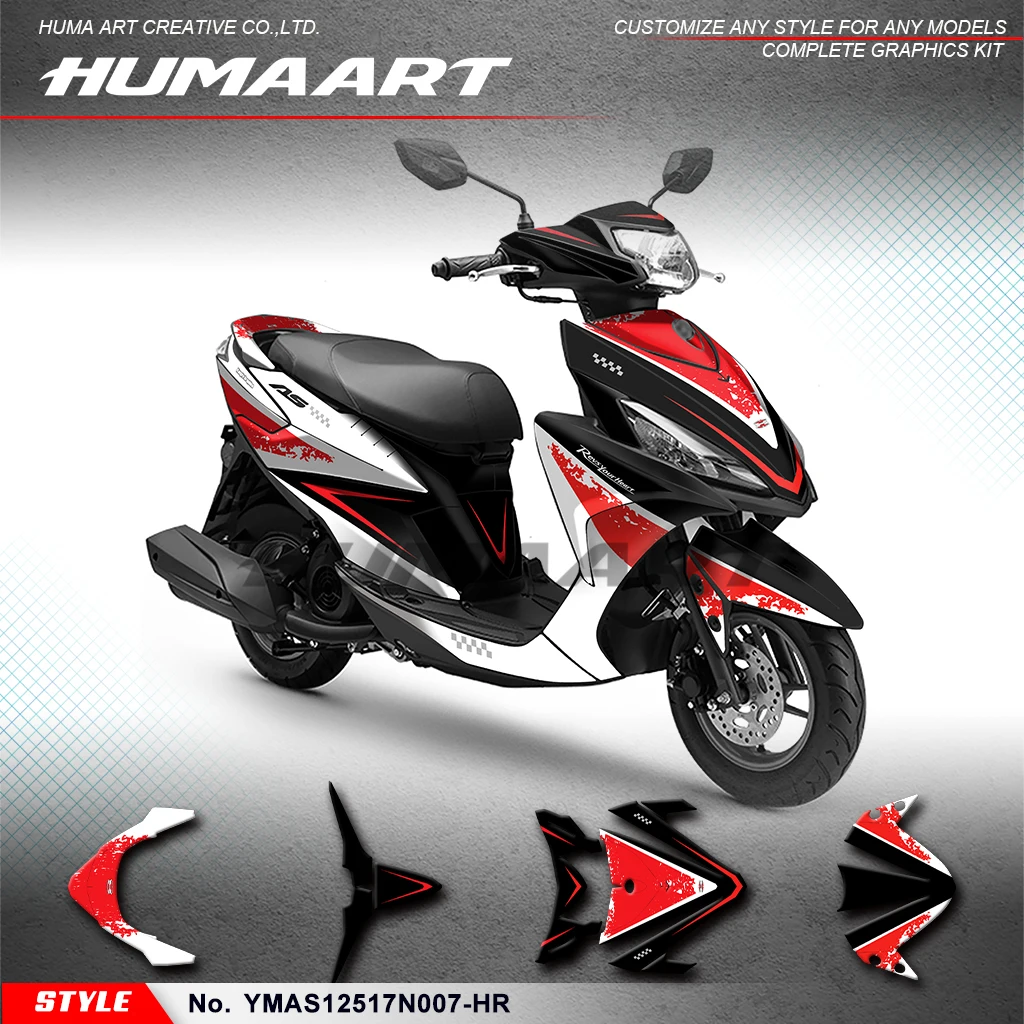 HUMAART Graphics Kit Wrap Design for Yamaha AS 125 AS125 DIO Scooter 2017 2018 2019 2020 2021, Refurbish, YMAS12517N007-HR