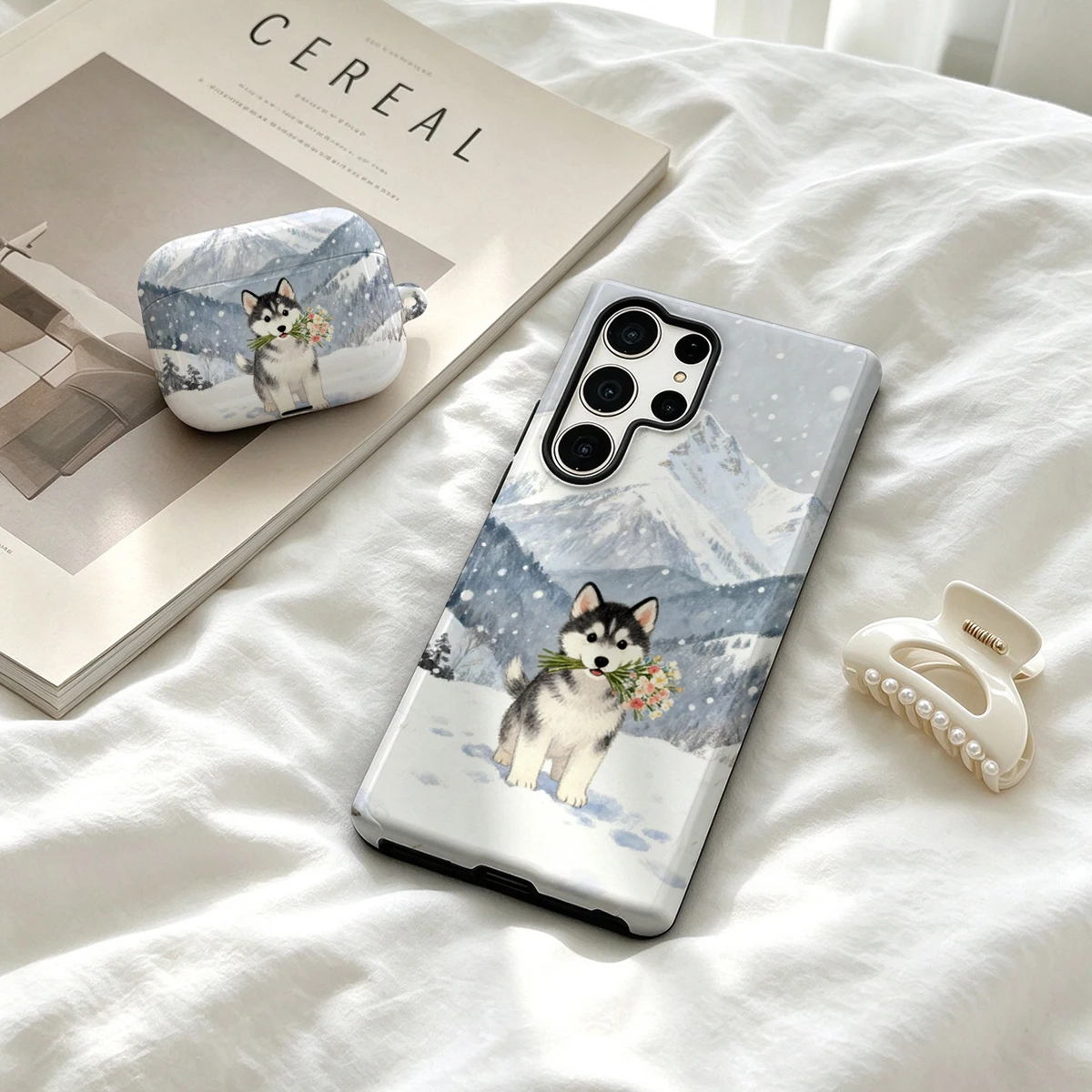 Husky in Snowy Mountains Phone Case For Samsung Galaxy S26 S25 Ultra S24 S23 Ultra Plus Shockproof Double Layer Tough Back Cover