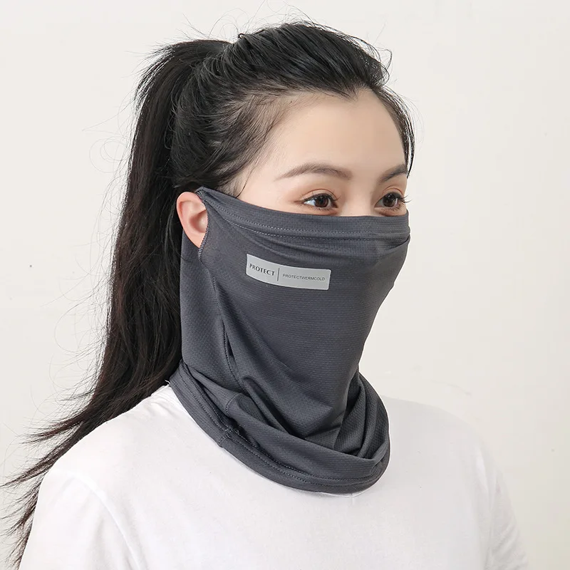 Sommer Eis Seide Sonnenschutz maske für Männer Frauen Outdoor Radfahren Gesichts schutz einfarbig Hals wickel UV-Schutz Ohr Bandana Schal