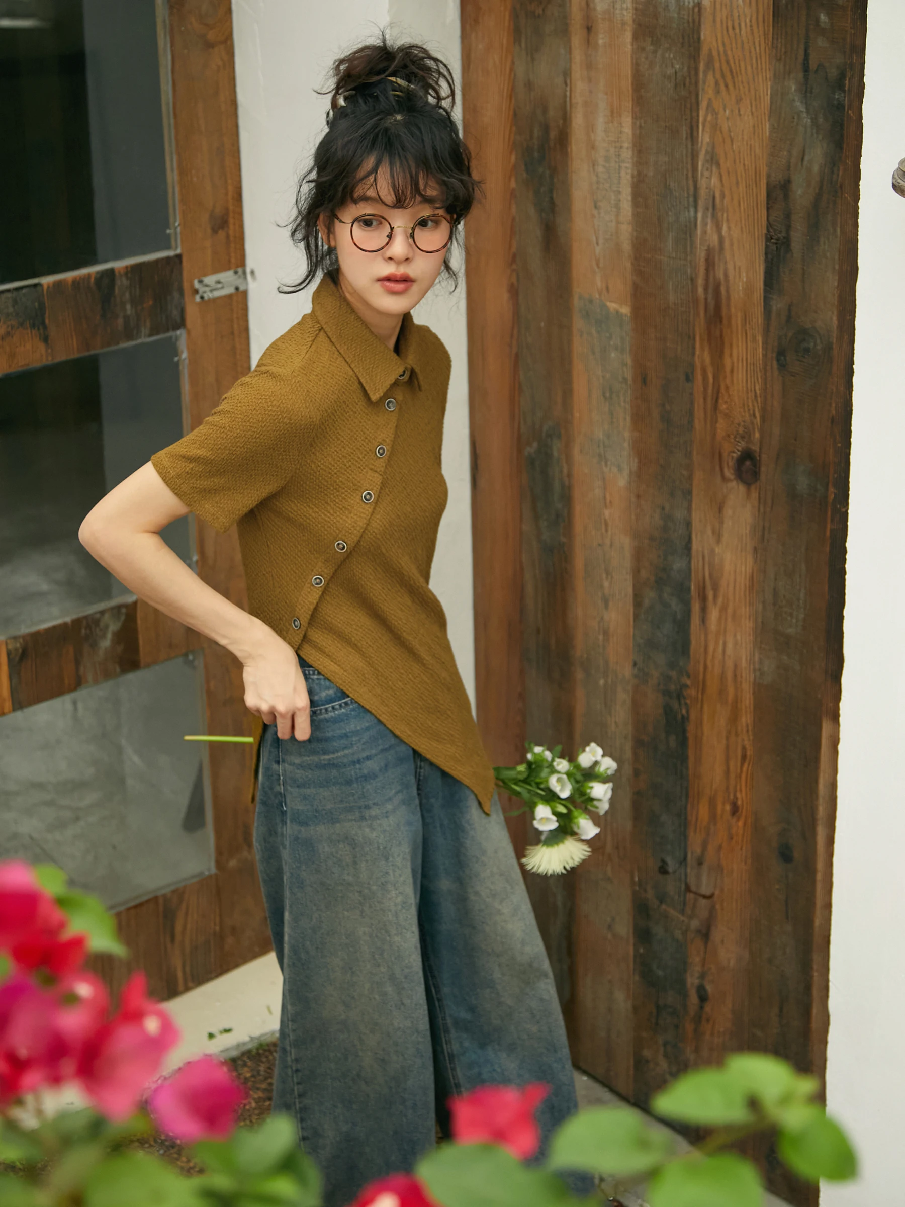 

VIMIE2024 Новая летняя женская футболка свободного кроя с асимметричным дизайном, тонкая, однотонная, удобная, из полиэфирного волокна