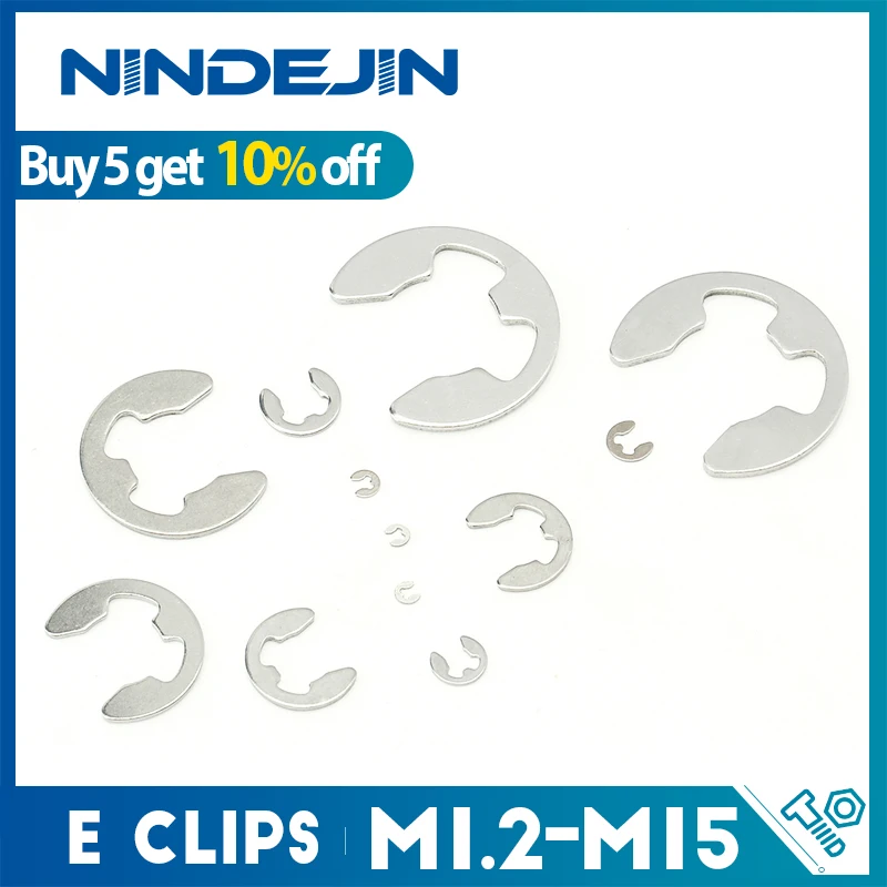 10-100pcs E-clip Ring Washer 304 Stainless Steel m1.2 m1.5 m2 m2.5 m3 m4 m5 m6 m7 m15 E Clip External Retaining Ring