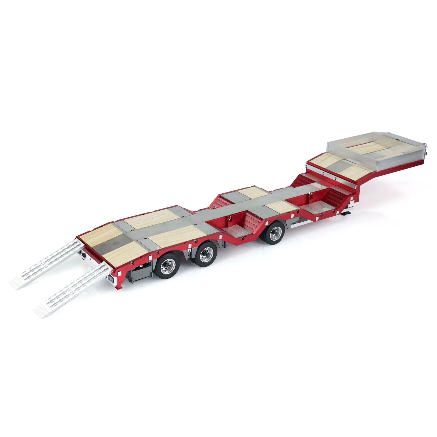 RC Metal Trailer 1/14 Scale 3 Axles Extendible Trailers for Remote Control Tractor Truck Car DIY Models with LED Lights TH24281