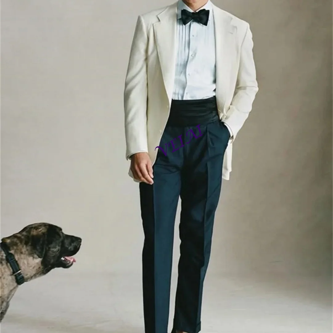 

CustomizedElegant Notched Lapel Men's Suit Set Classic Men's Suit Jacket Pants 2PCS Formal Business Men Solid Color Suit For Gro