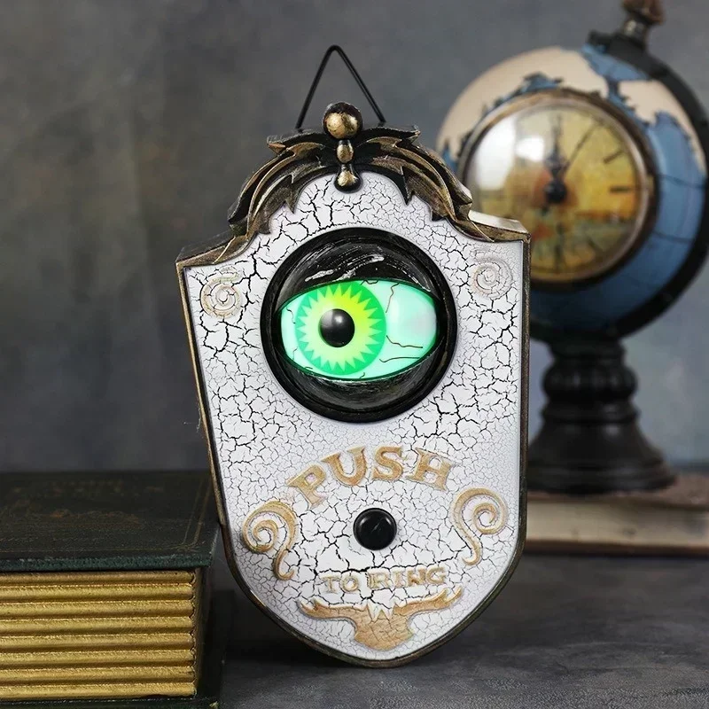 Luminous Hanging Doorbell Haunted Party Supplies Decorations Glowing Horror Props Creepy Eyes with Sound Lights for Halloween