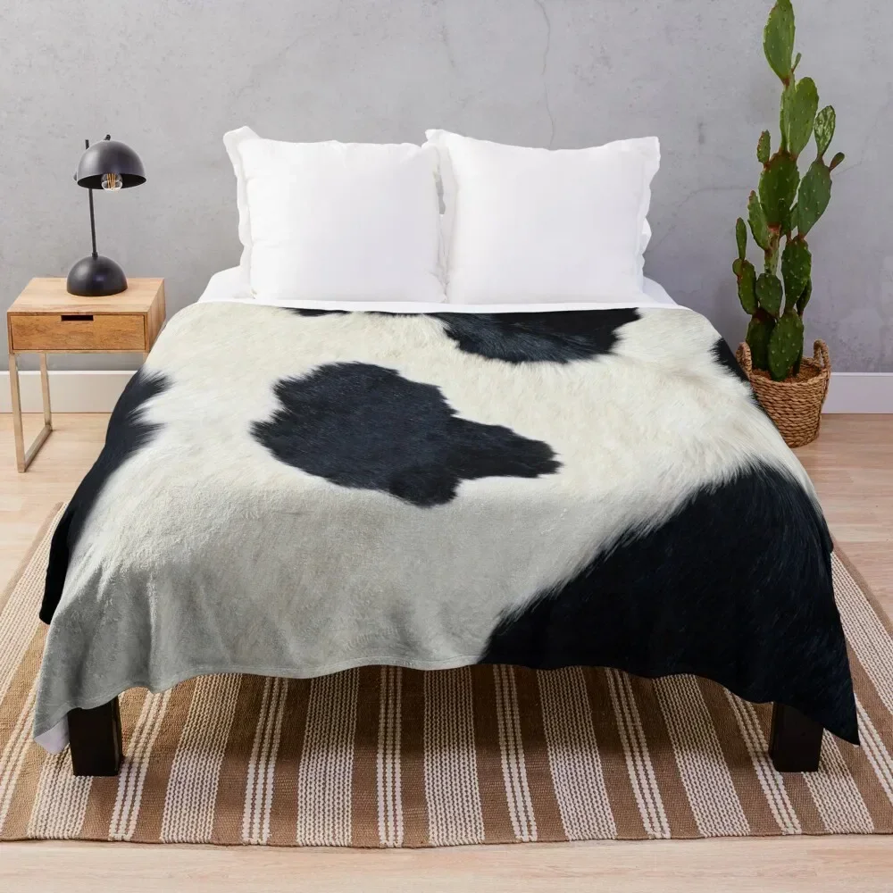 

Cow Hide Black & White Throw Blanket Stylish Warm Blanket for Living Room Bedroom