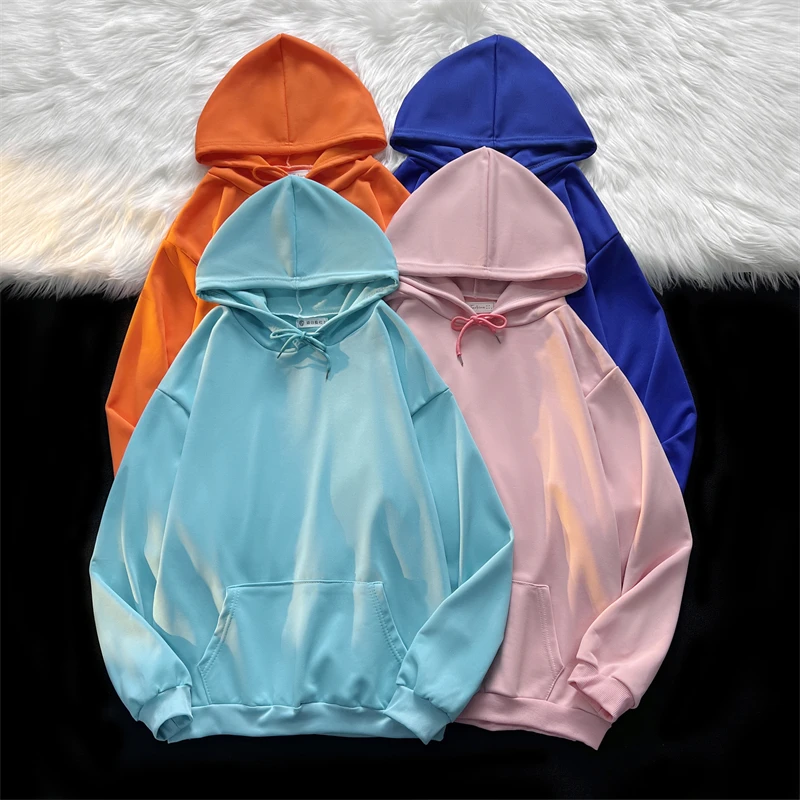 Plus Size Spring and Autumn Thin Hooded Sweater Men's Ins Hong Kong Style Retro Loose Large Size Solid Color Coat Korean Version