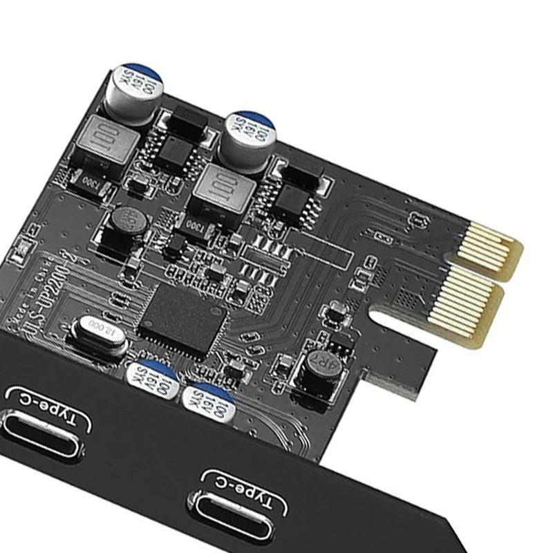 5Gbps PCIE 1X To Dual USB C Expansion Card PCI Express X1 To 2Port TYPE-C Extender Convert Card Riser For Computer PC