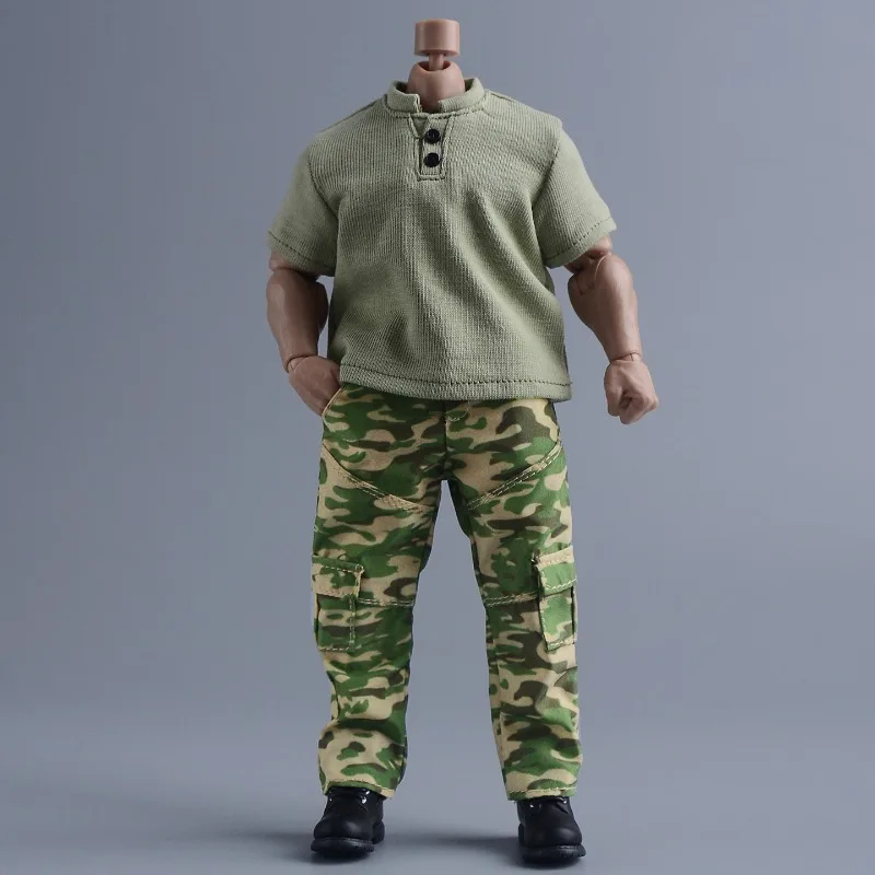 

1/9 Scale Male Soldier Pure Color Short Sleeved Shirt Clothes Model for NT03 Action Figures Body Dolls Ornaments