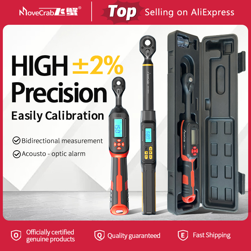  MOVECRAB Series Digital Torque Wrench 1.5-340N.m 2% Accuracy Preset Values with Buzzer, LED Flash & HandleVibration Notification 