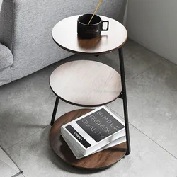 American Retro Small Coffee Tables Solid Wood Sofa Side Table Living Room Furniture Modern Iron Creative Bedside Corner Table