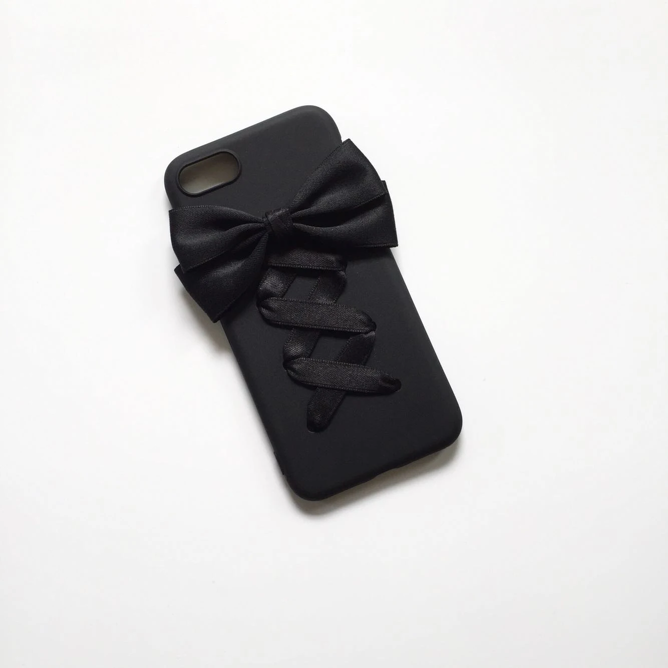 Sweet Girl Lolita Black Bowknot Case for I15 16 Pro Max Soft Phone Case Handmade Women Phone Covers for IPhone 11 12 13 14