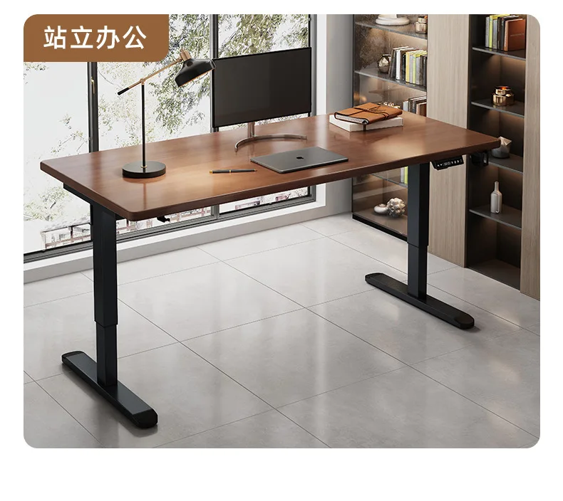Solid wood electric lifting table desktop computer table student desk study table