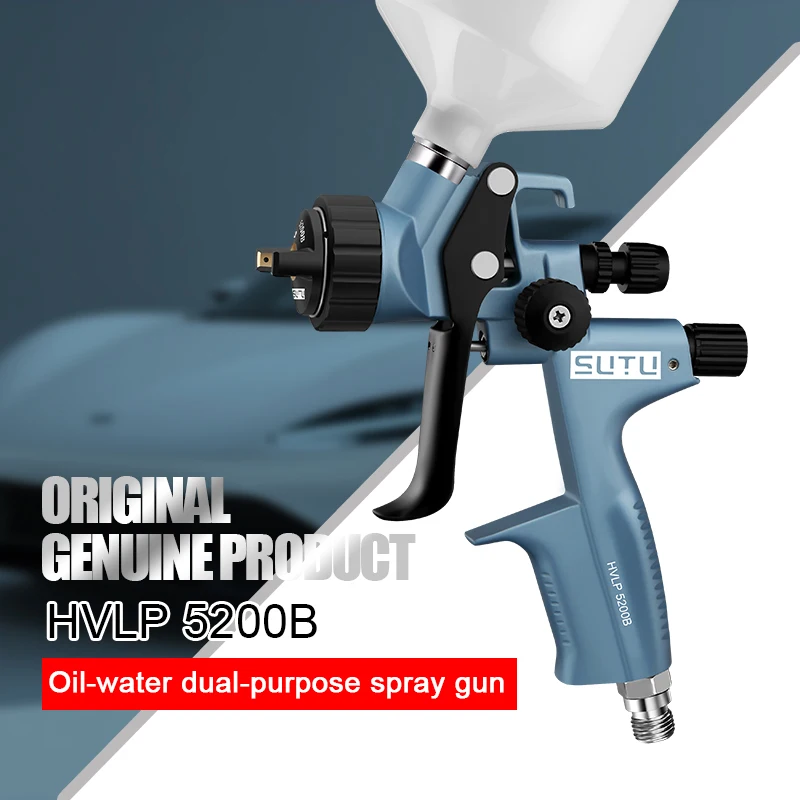 SUTU HVLP 5200 spray gun in blue is suitable for both oil and water use in automotive painting