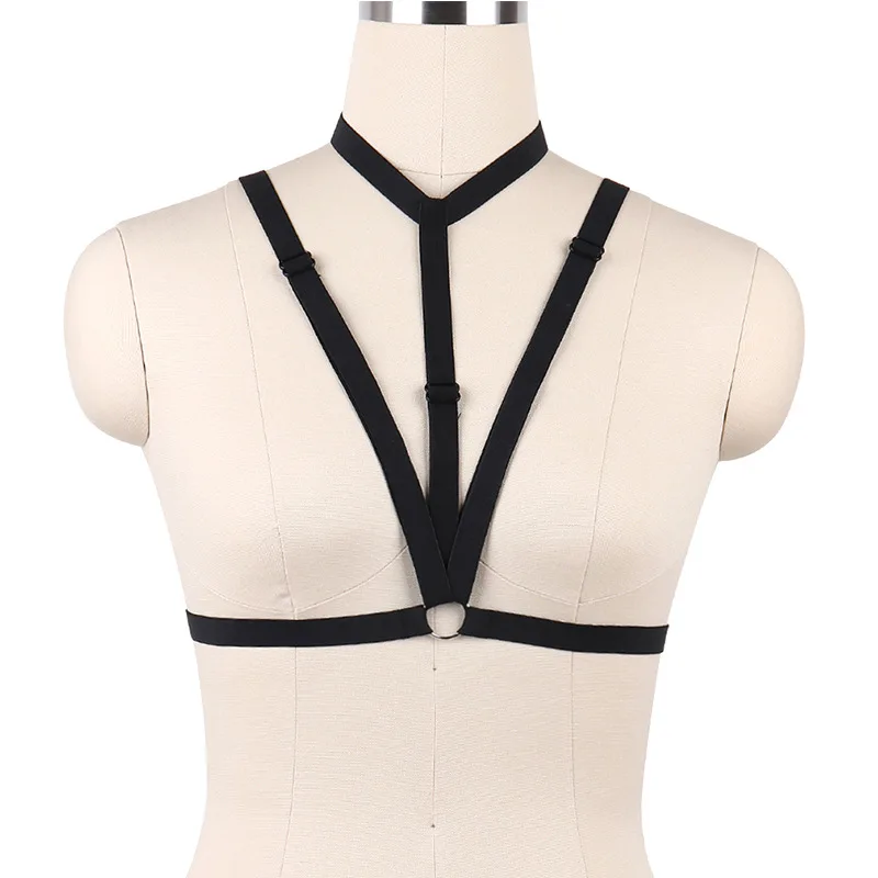 

Women Body Harness Cage Crop Top Bondage Elastic Belt Brassiere Pole Dance Rave Fetish Body Harness Bra