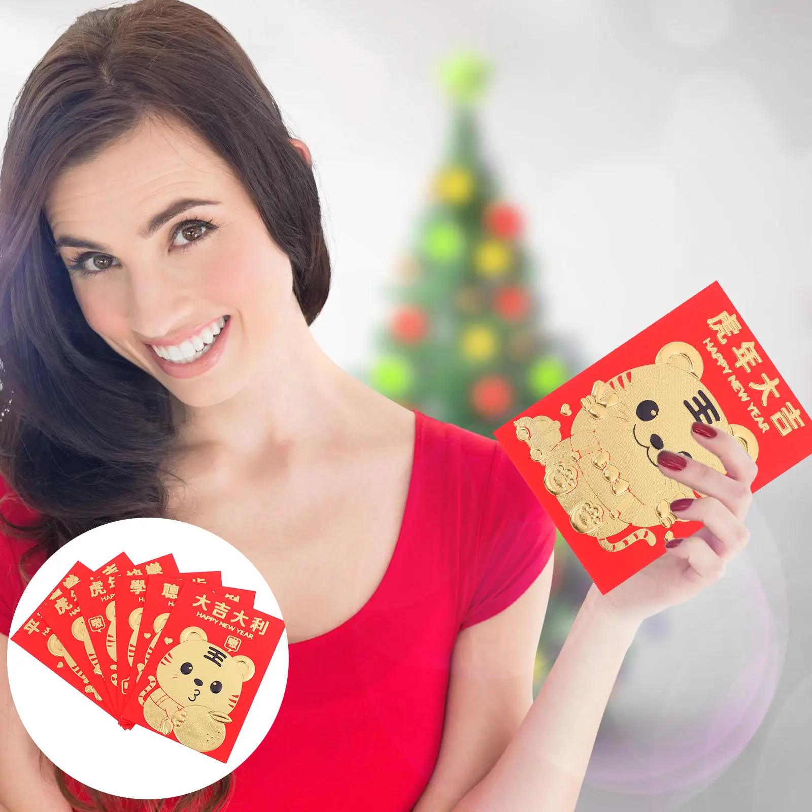 

60Pcs New Year Red Envelopes Tiger Design Chinese Style Red Packet Money Packets Gift Cash Packets Spring Festival