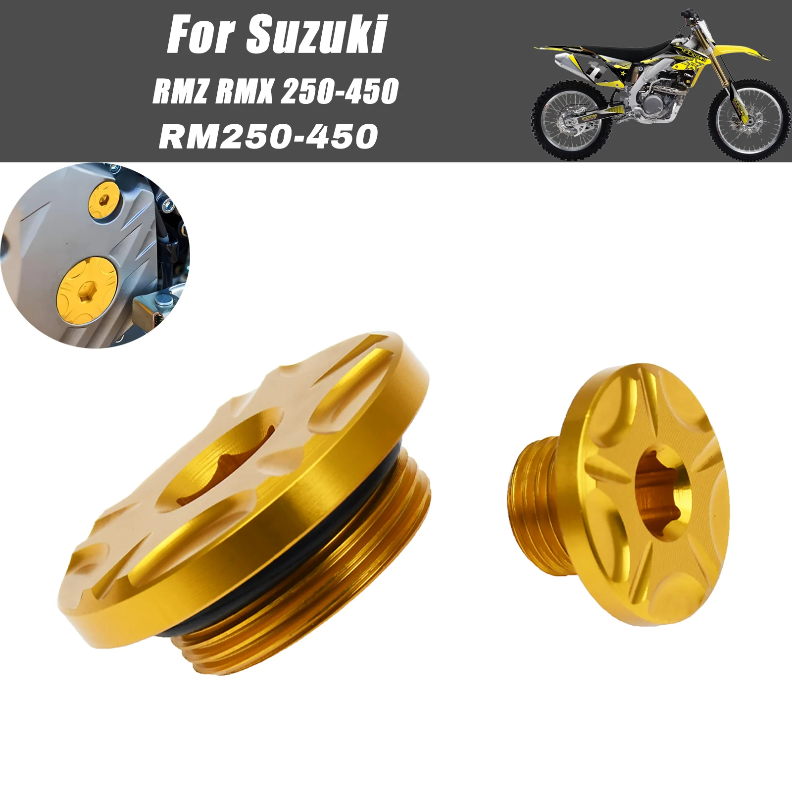 Motorcycle CNC Timing Bolt Protection Cover Cap Set Fit Suzuki RMZ250 RMZ450 RMX450Z Full Year2005-2019 Offroad Engine Mod Parts