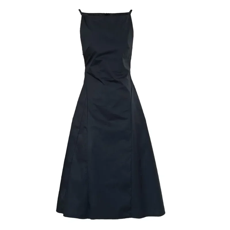 

temperament one-word collar waist thin dress women's summer simple