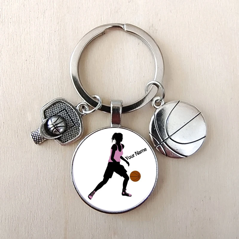 Llavero personalizado con nombre para amantes del baloncesto, joyería de regalo para amantes del baloncesto