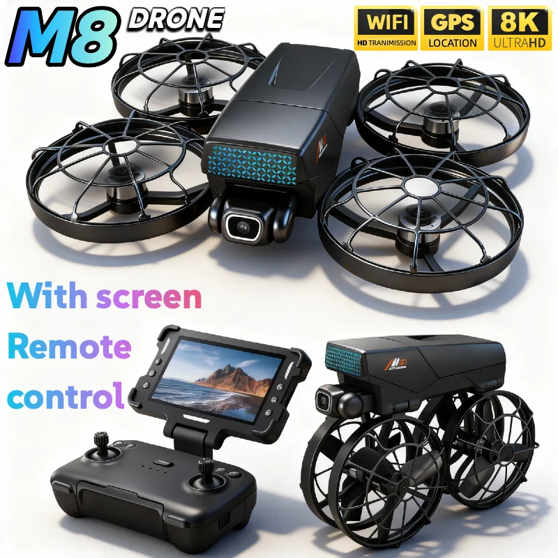 Genuine M8 RC Foldable Drone with Screen Brushless Motor Obstacle Avoidance 8K Profesional HD Dual Camera WIFI Quadcopter Toy