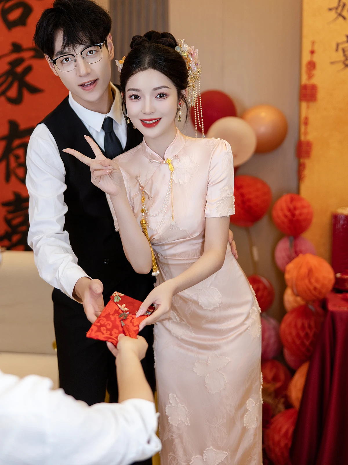 

New Chinese Sle Wedding Dr Pink Dr for Engagement Parties And Daily Wear High Waist Zipper Design Polyester...