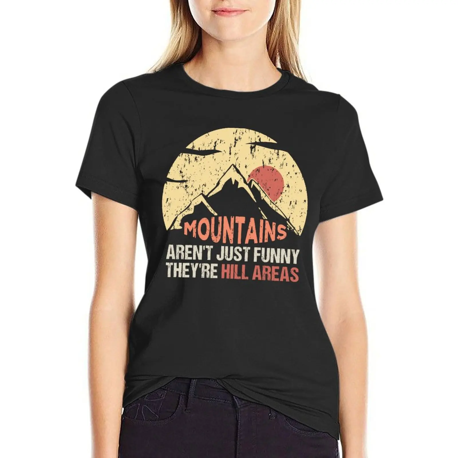 mountains aren't just funny they're hill areas - dad joke corny pun T-Shirt anime clothes funnys western t-shirt dress for Women