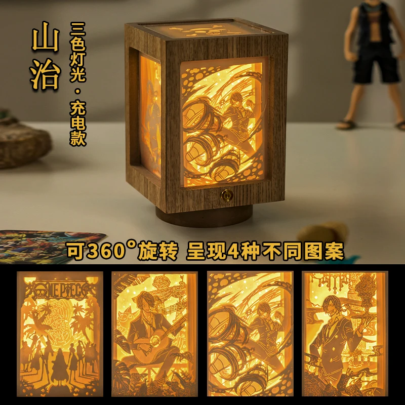 Anime uma peça luffy figura de ação luz noturna brinquedo cabeceira decoração pintura presente natal pode girar