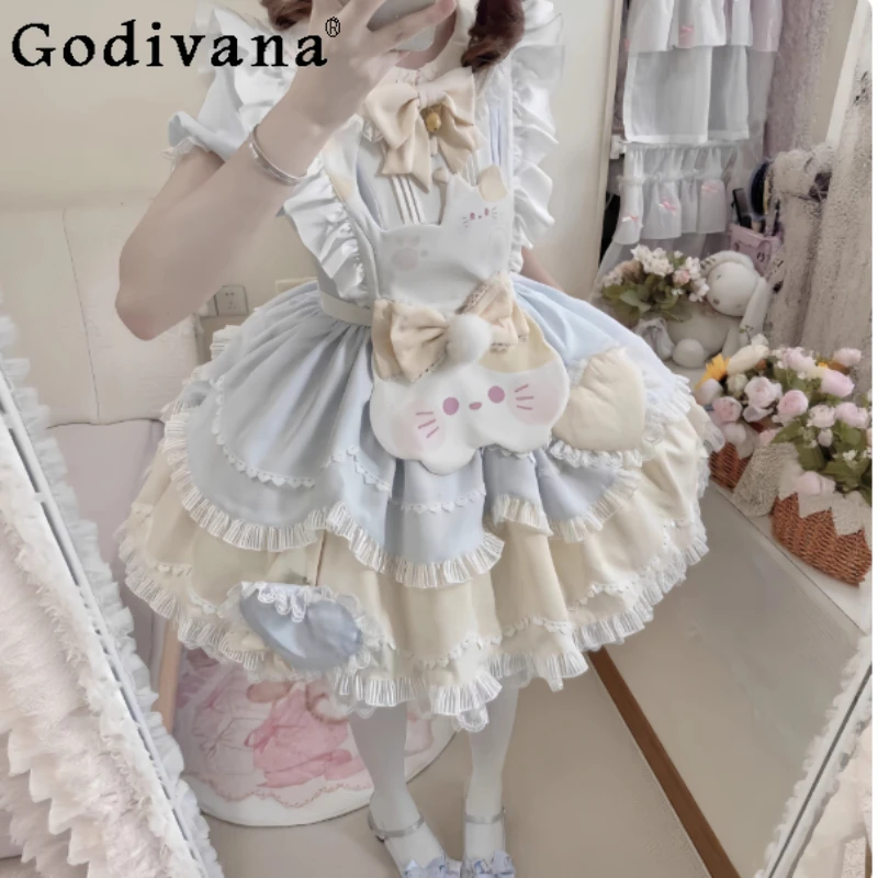 

Spring Summer Lolita Lace Peter Pan Collar Princess Cake Dress Fashion Versatile Age-reducing Op Sweet Girl A-line Fairy Dresses