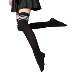 JK Sexy Medias Black White Striped Long Socks Women Over Knee Thigh High Over The Knee Stockings Ladies  Warm Knee JK Socks