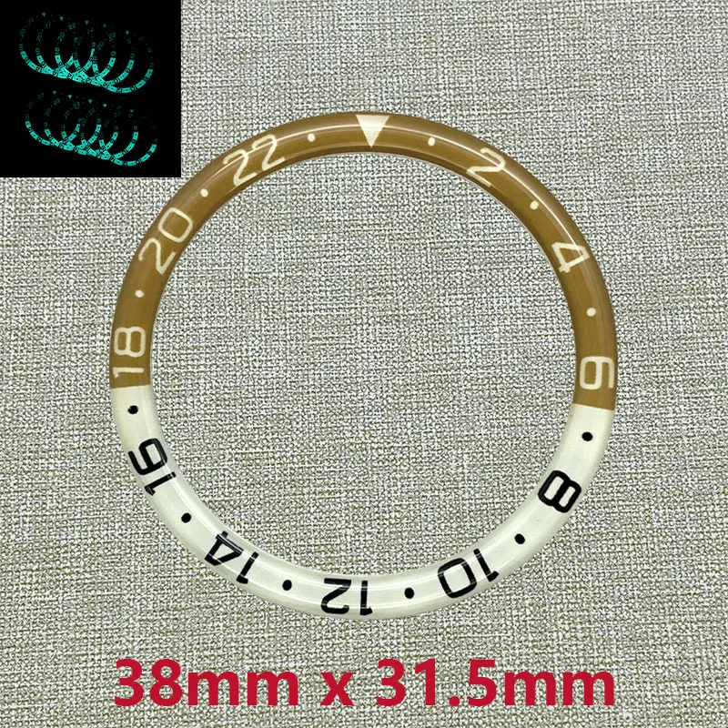 38mmx31.5mm Blue Luminous Flat Resin Bezel Insert Fits SKX007 SKX009 SRPD SUB Watch NH35 NH36 Movement Men's Watches Bezel Ring