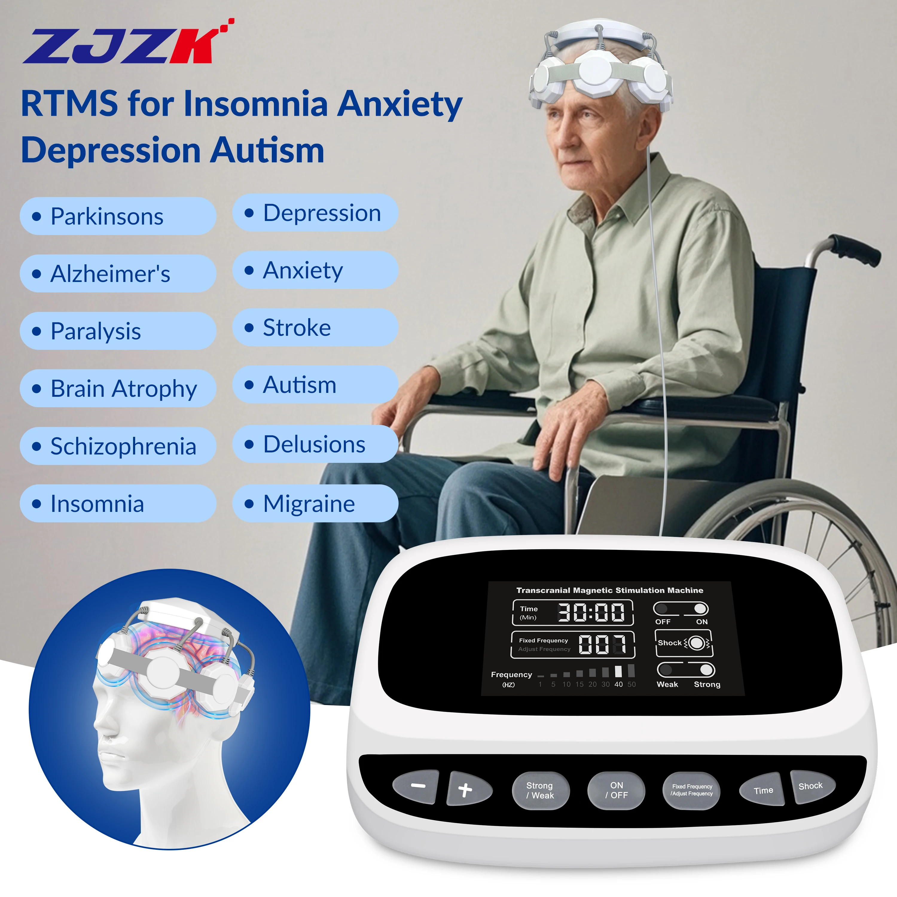 

ZJZK Transcranial Magnetic Treatment Deep Tms Therapy For OCD Smoking Cessation Cognitive Enhancement Psychiatric Disease