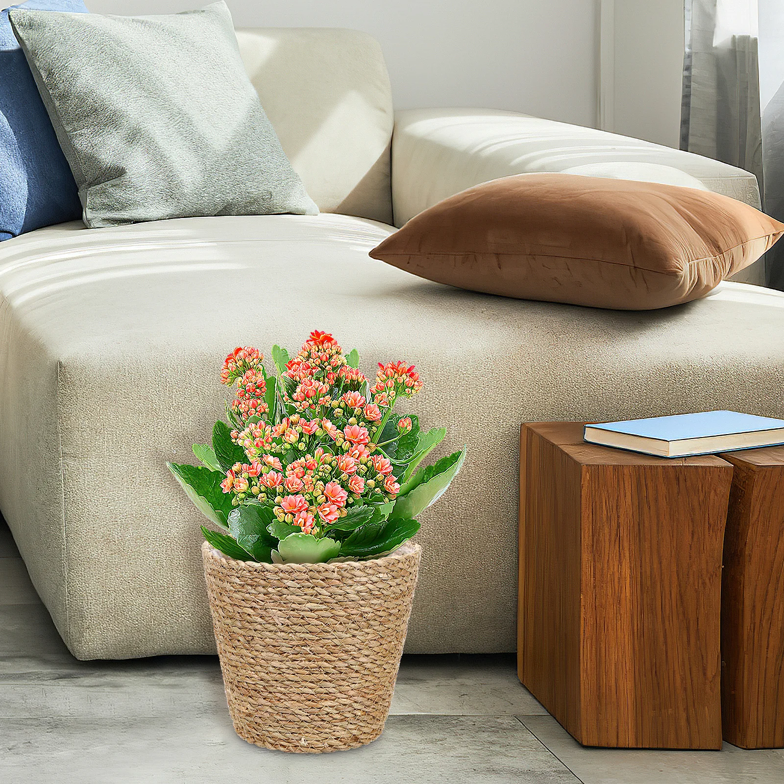 

Woven Flower Pot DIY Plant Basket Garden Baskets Hand Weave Planter Weaving Straw Pots Indoor