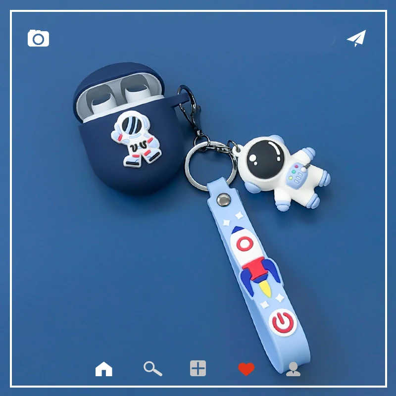 لجوجل بكسل Buds2/براعم سلسلة حالة الكرتون رائد الفضاء سيليكون سماعة غطاء للحماية مع قلادة اكسسوارات صندوق