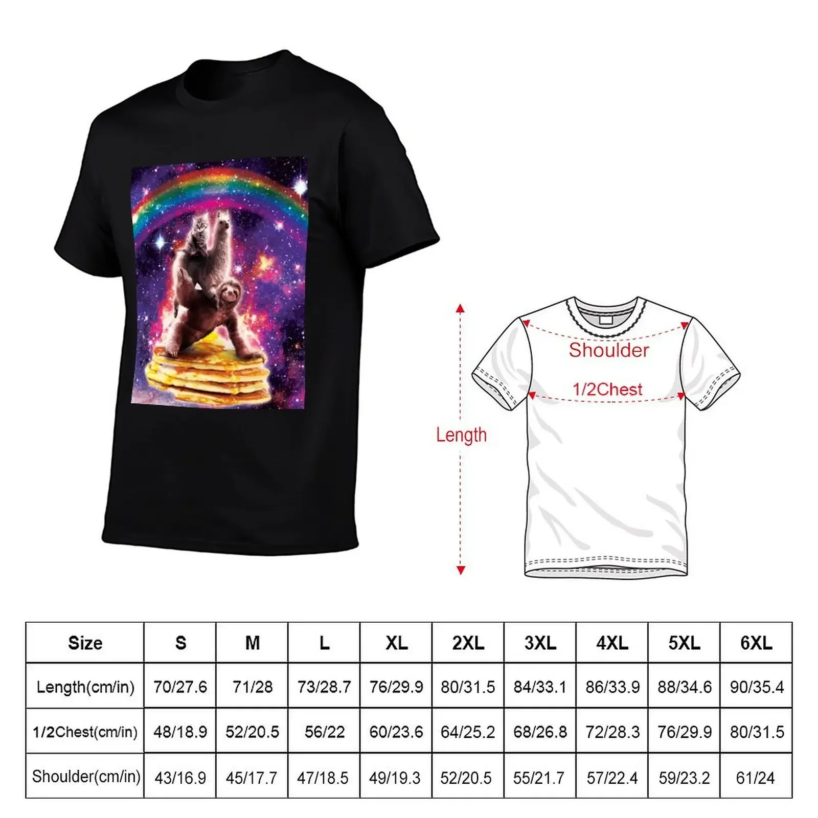 Space Cat Llama Sloth Riding Pancakes T-Shirt Aesthetic clothing designer shirts cute tops men clothing