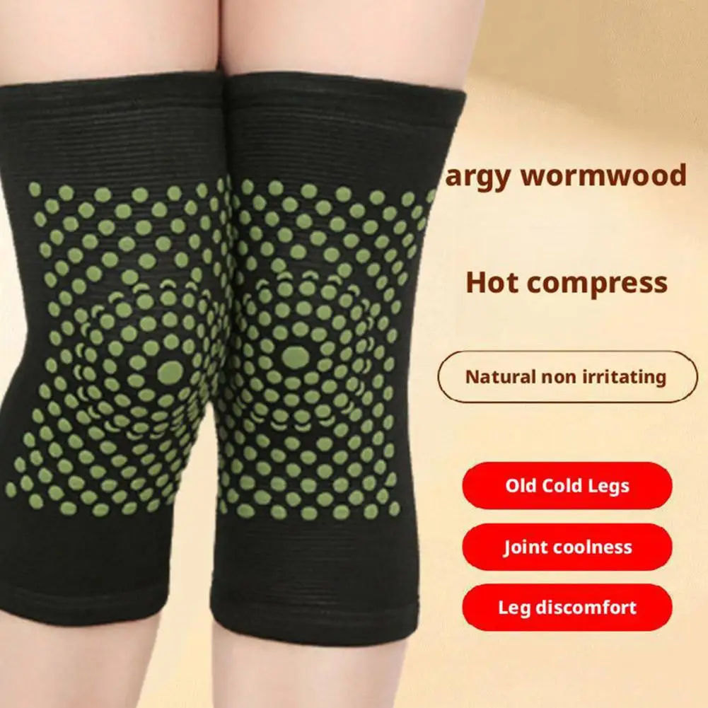 1Pair Self Heating Knee Pads Warm Wormwood Self Heating Knee Brace Support Long Compression Sleeve Arthritis Joint Pain Relief