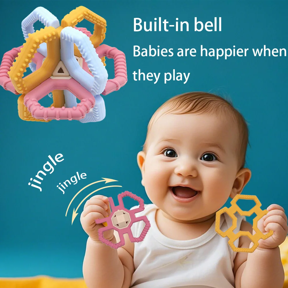 Soft baby catch ball rattle with bell ball early education puzzle sensory toys detachable assembled toys