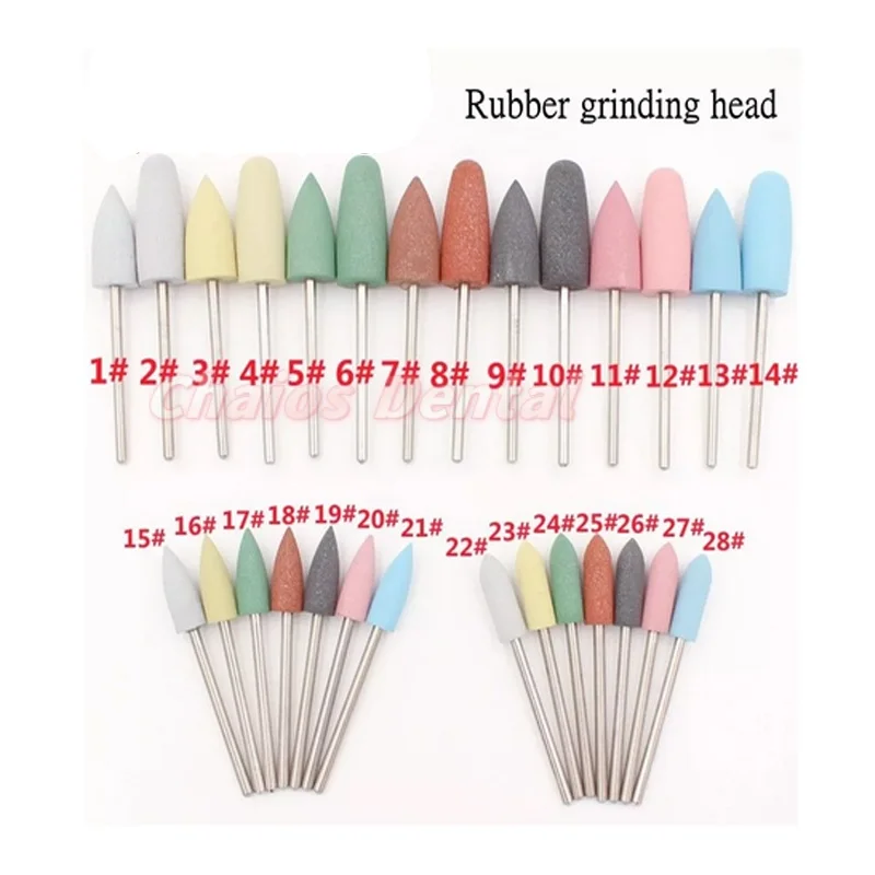 Dental Light Curing Resin Polishing Kit Diamond/ Stone/Tungsten Steel Grinding Heads Porcelain Teeth Polish Silicon Rubber