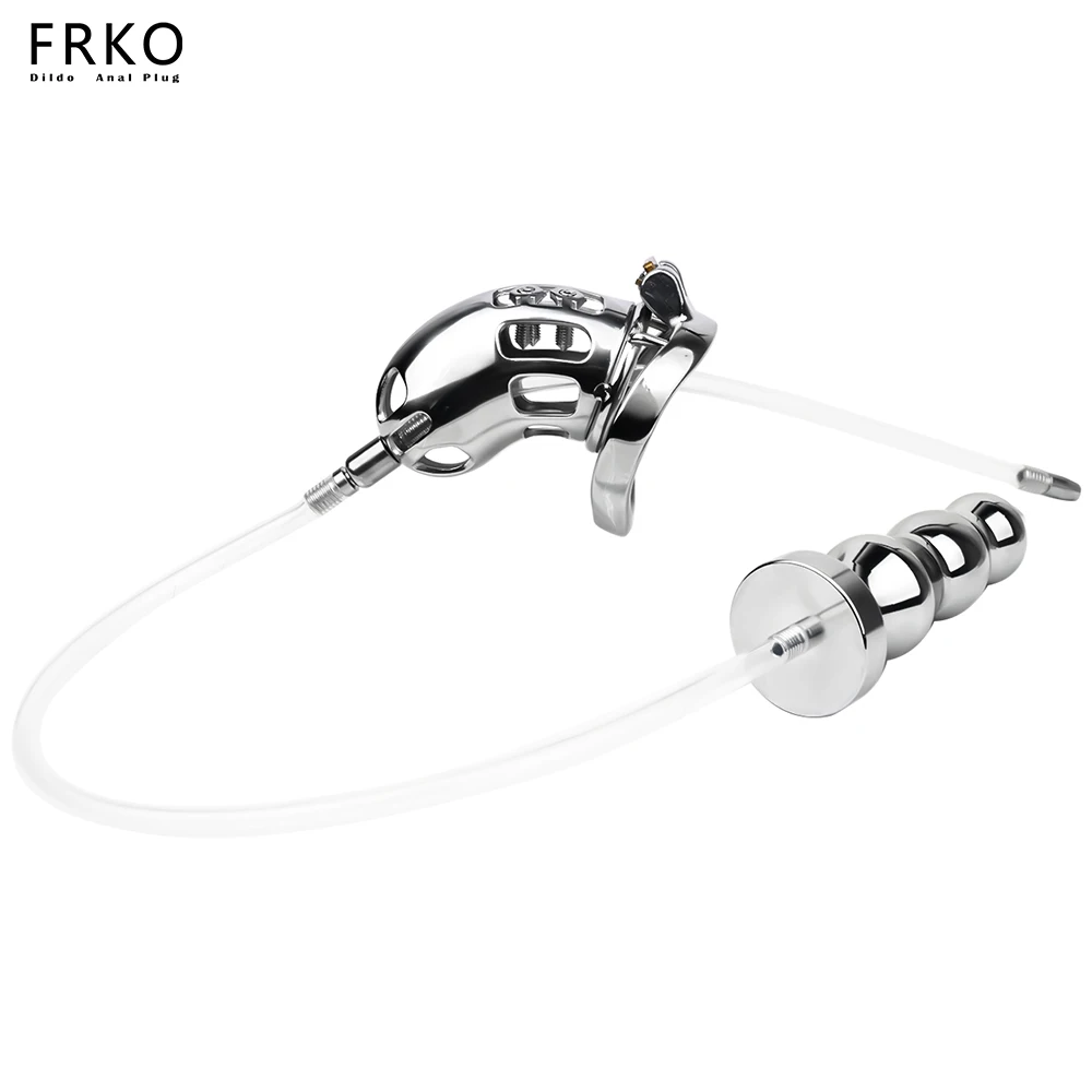 FRKO 2 In 1 Male Chastity Cage With Anal Plug Stainless Steel Silicone Urethral Catheter Adult Games Sex Toys For Men Gay Couple