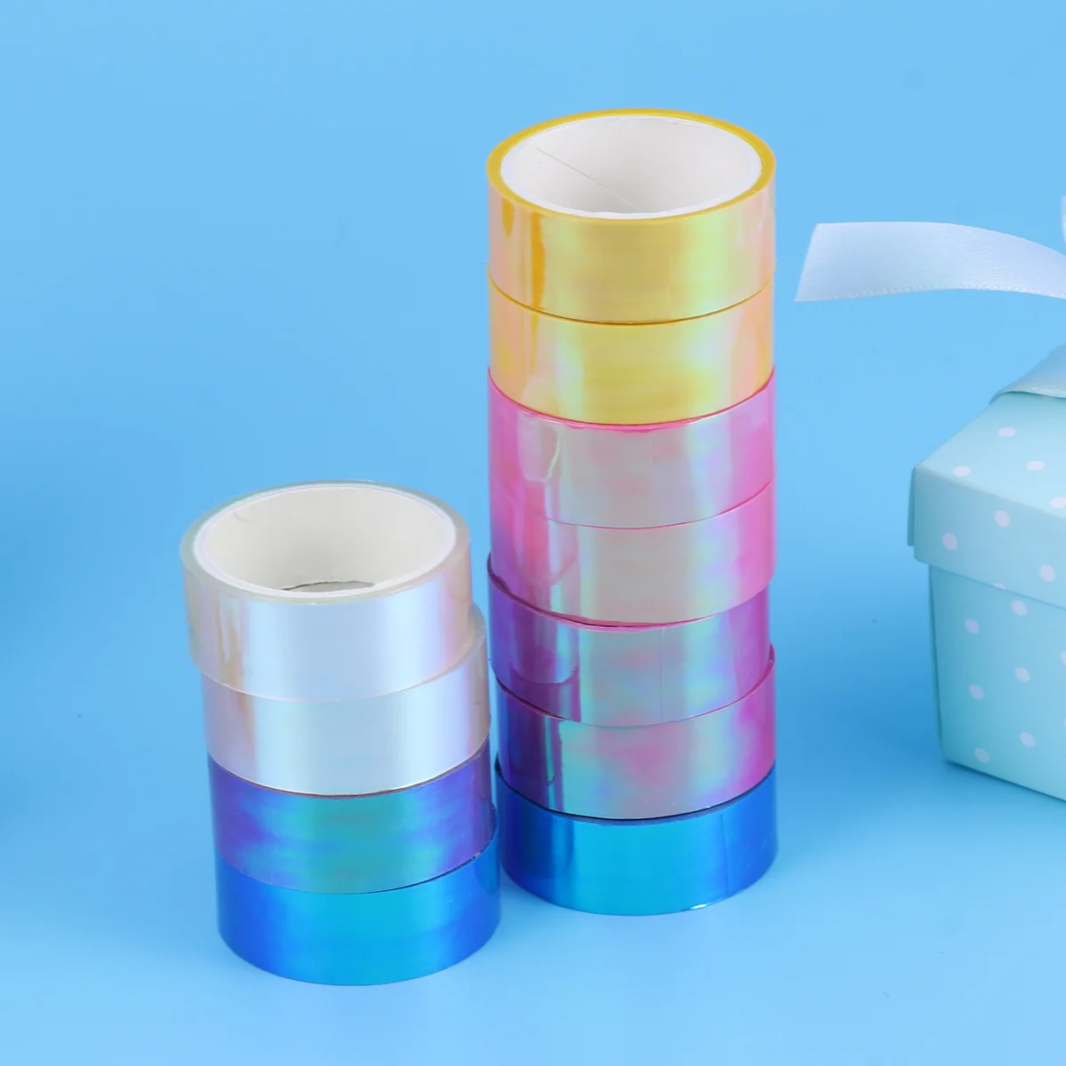 2 قطعة شريط ليزر قوس قزح ملون Pe ملصقات الزخرفية لتغليف الهدايا DIY بها بنفسك سكرابوكينغ الفنون الحرف مشرق عالية اللزوجة #6