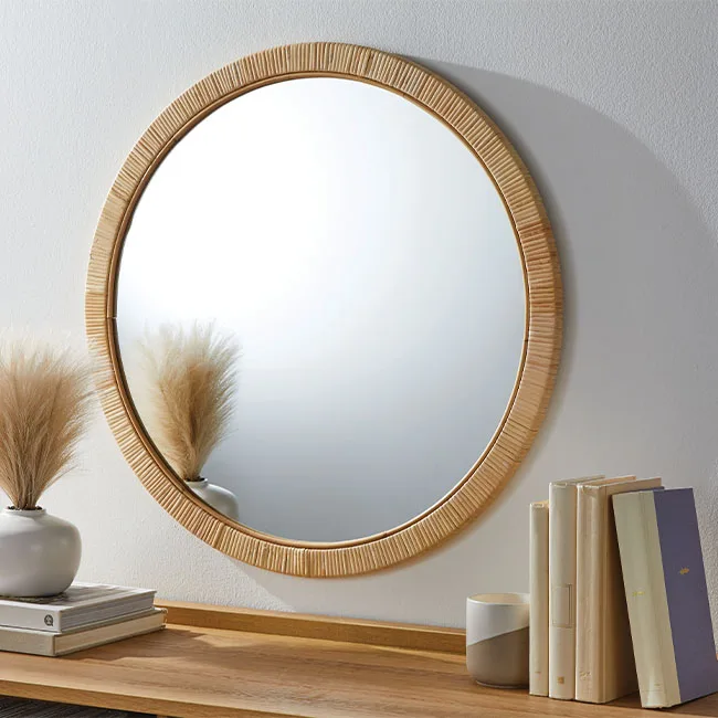 60cm New Design Rattan Circle Wall Mirror 71cm Round Dressing Mirror Makeup Mirrors for Bedroom Washrooms