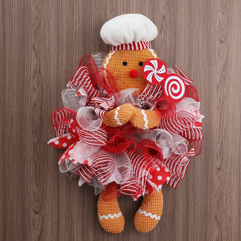 

Christmas Door Wreath Christmas Gingerbread Man Doll Wreath Christmas Gingerbread Hanging Sign Christmas Front Door Decorations