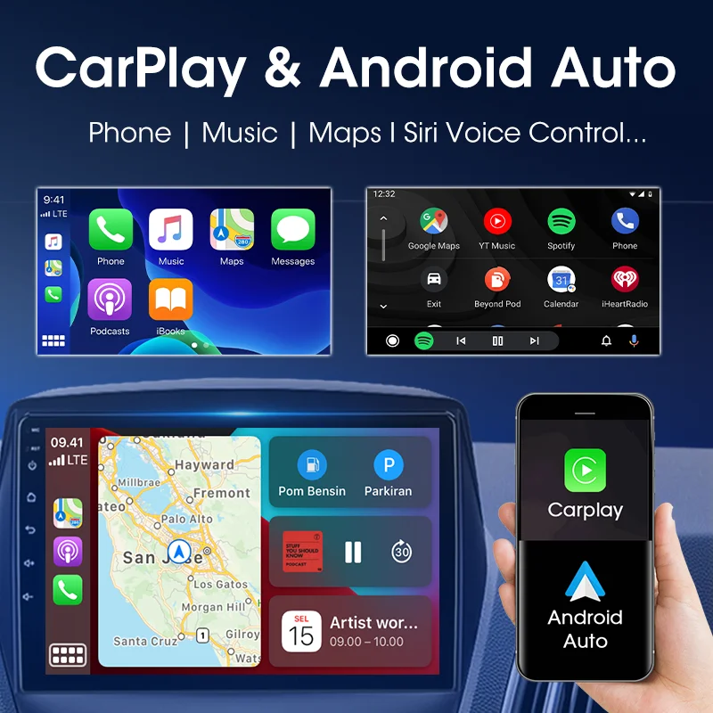 Srnubi-Lecteur vidéo de voiture Android avec navigation GPS, Carplay, Auto DSP, Radio, 2Din, 9 