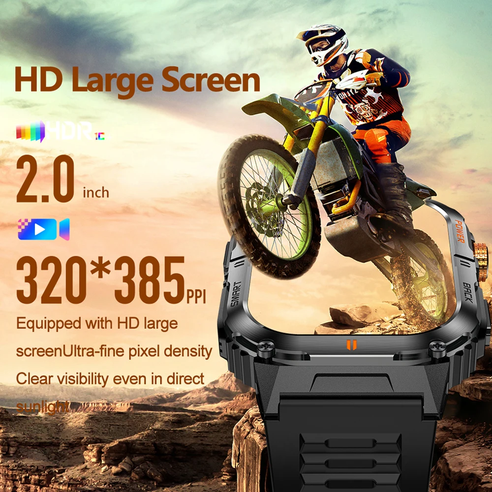 ChiBear جديد 1100mAh بطارية الساعات الذكية للرجل الرياضة في الهواء الطلق مصباح ليد جيب الرجال Smartwatch بلوتوث دعوة الرجال الساعات