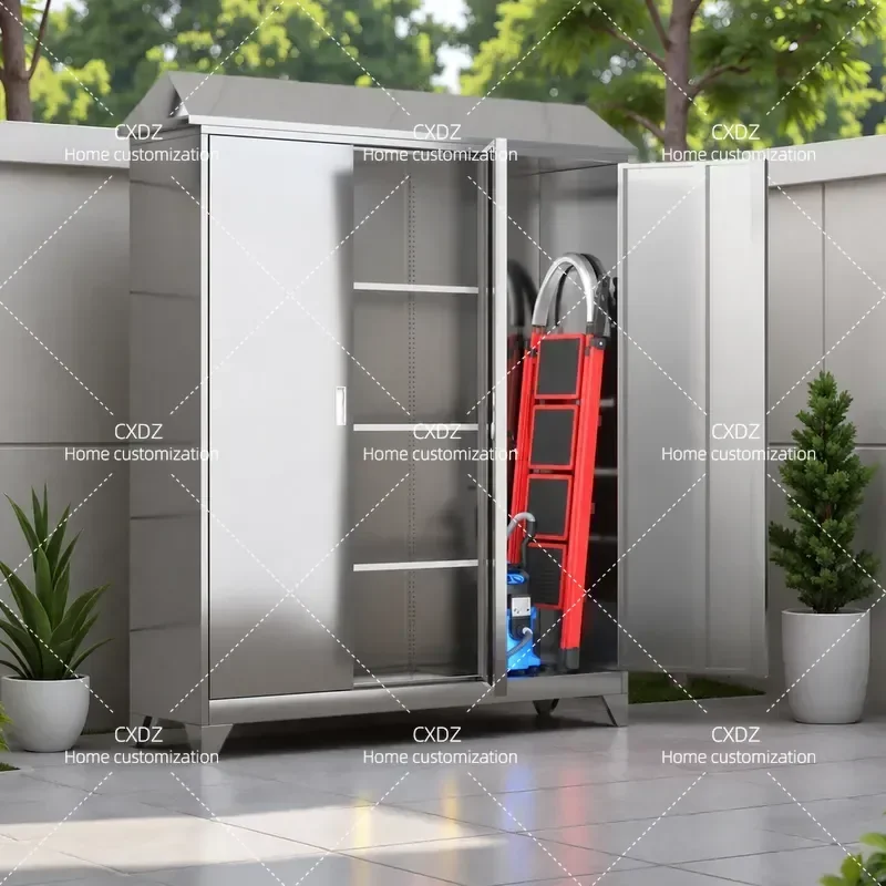 304 Stainless Steel Outdoor Storage Cabinet Waterproof Sunproof Locker for Balcony Courtyard Fishing Gear Household