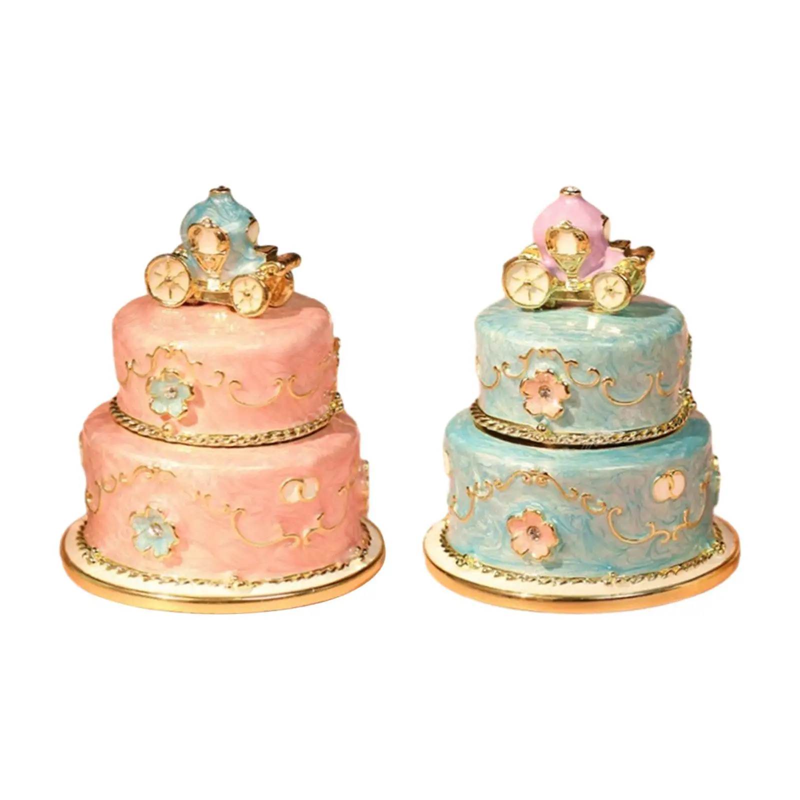 Enameled Jewelry Box Decoration Crafting Handmade Cake Shape Jewelry Case for Centerpiece Tabletop Party Rings Mother's Day Gift