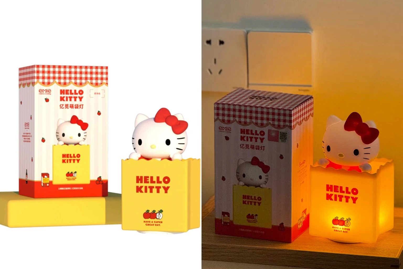 

2025 New HelloKitty Paper Bag Lamp Creative Desktop Cute and Cute Ornament Small Night Light Retro Gift Giving